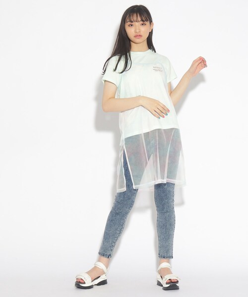 PINK-latte（ピンクラテ）の「◆【セットアイテム】シアータイダイキャミワンピース+Tシャツ（ワンピース・キッズ・オフホワイト/レモンイエロー/サックスブルー・15 /16/14）」の9枚目の写真