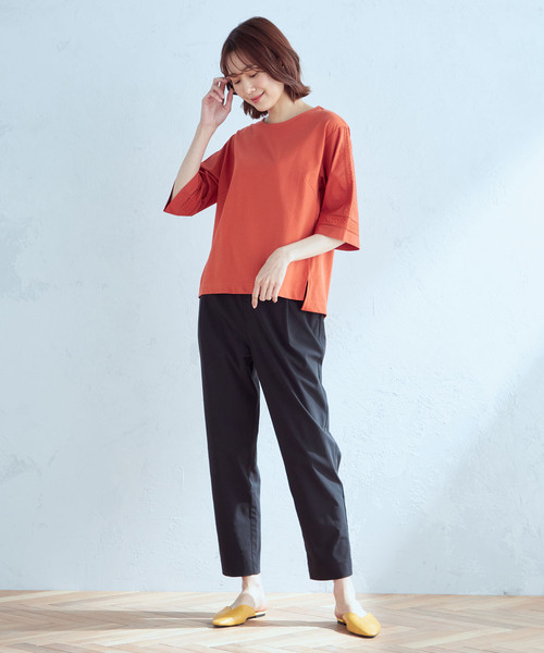Petit Honfleur(プチオンフルール)の「レース切り替えプルオーバー(Tシャツ/カットソー・レディース・オレンジ/ホワイト/ブラック・L/M)」の4枚目の写真