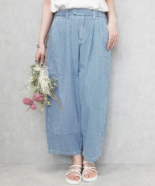SELECT LEVERY(セレクトリベリー)の「デニムサーカスパンツ 股下58cm(デニムパンツ・レディース・ブルー/ネイビー/ライトブルー/ワンウォッシュ/ストライプ/ブルー系その他・LARGE/MEDIUM/SMALL/X-LARGE)」の4枚目の写真
