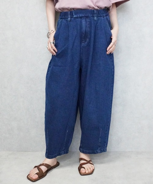 SELECT LEVERY(セレクトリベリー)の「デニムサーカスパンツ 股下58cm(デニムパンツ・レディース・ブルー/ネイビー/ライトブルー/ワンウォッシュ/ストライプ/ブルー系その他・LARGE/MEDIUM/SMALL/X-LARGE)」の3枚目の写真