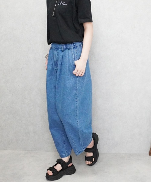 SELECT LEVERY(セレクトリベリー)の「デニムサーカスパンツ 股下58cm(デニムパンツ・レディース・ブルー/ネイビー/ライトブルー/ワンウォッシュ/ストライプ/ブルー系その他・LARGE/MEDIUM/SMALL/X-LARGE)」の21枚目の写真
