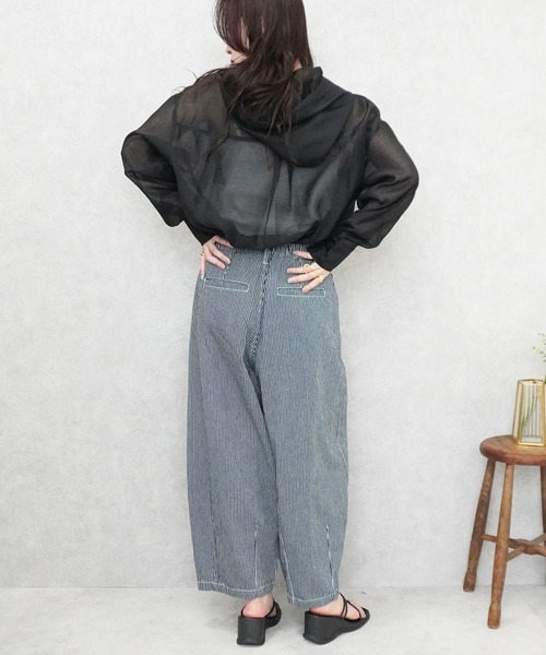 SELECT LEVERY(セレクトリベリー)の「デニムサーカスパンツ 股下58cm(デニムパンツ・レディース・ブルー/ネイビー/ライトブルー/ワンウォッシュ/ストライプ/ブルー系その他・LARGE/MEDIUM/SMALL/X-LARGE)」の15枚目の写真