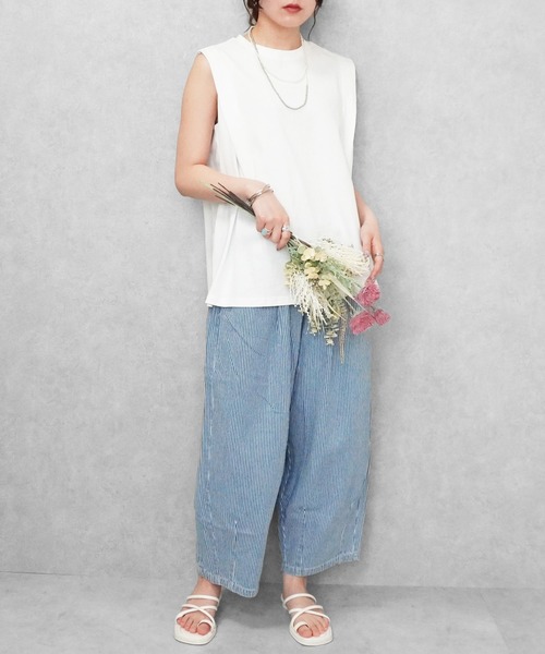 SELECT LEVERY(セレクトリベリー)の「デニムサーカスパンツ 股下58cm(デニムパンツ・レディース・ブルー/ネイビー/ライトブルー/ワンウォッシュ/ストライプ/ブルー系その他・LARGE/MEDIUM/SMALL/X-LARGE)」の13枚目の写真