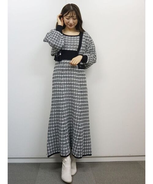 MERCURYDUO（マーキュリーデュオ）の「ニットツイードカーディガン（カーディガン/ボレロ・レディース・ベージュ/ブラック・FREE）」の14枚目の写真