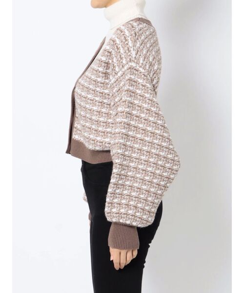 MERCURYDUO（マーキュリーデュオ）の「ニットツイードカーディガン（カーディガン/ボレロ・レディース・ベージュ/ブラック・FREE）」の6枚目の写真