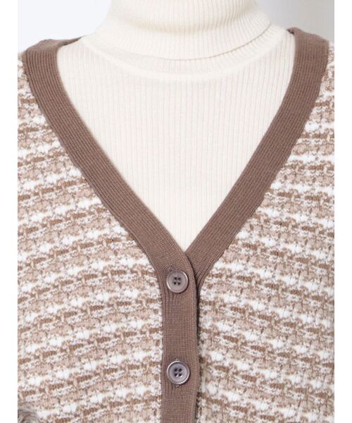 MERCURYDUO（マーキュリーデュオ）の「ニットツイードカーディガン（カーディガン/ボレロ・レディース・ベージュ/ブラック・FREE）」の8枚目の写真