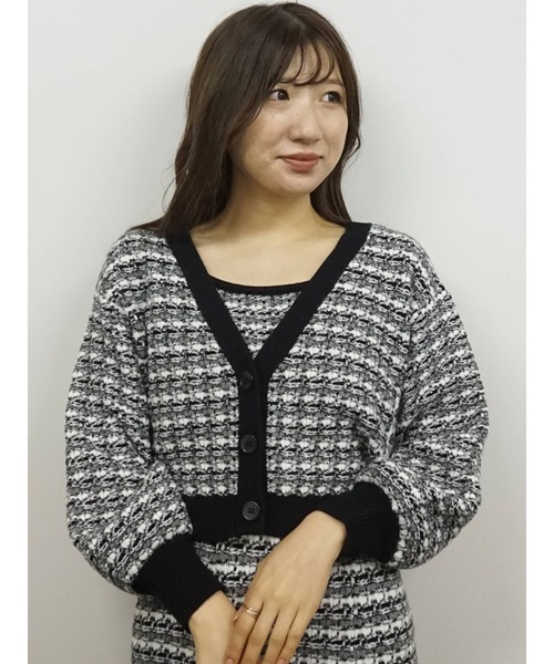 MERCURYDUO（マーキュリーデュオ）の「ニットツイードカーディガン（カーディガン/ボレロ・レディース・ベージュ/ブラック・FREE）」の18枚目の写真
