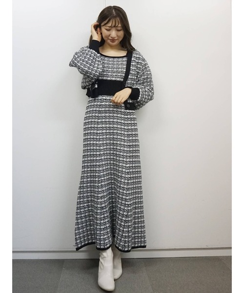 MERCURYDUO（マーキュリーデュオ）の「ニットツイードカーディガン（カーディガン/ボレロ・レディース・ベージュ/ブラック・FREE）」の19枚目の写真