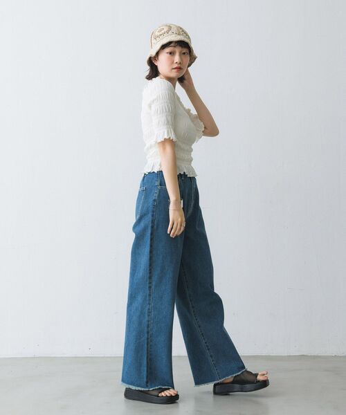 RETRO GIRL(レトロガール)の「シャーリングトップス(Tシャツ/カットソー・レディース・ブラック/パープル/オフホワイト/グリーン・FREE)」の7枚目の写真
