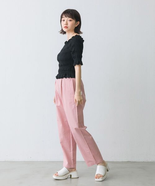 RETRO GIRL(レトロガール)の「シャーリングトップス(Tシャツ/カットソー・レディース・ブラック/パープル/オフホワイト/グリーン・FREE)」の13枚目の写真