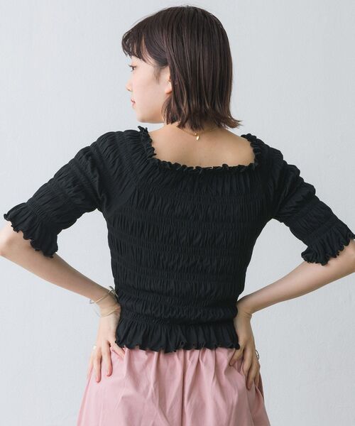 RETRO GIRL(レトロガール)の「シャーリングトップス(Tシャツ/カットソー・レディース・ブラック/パープル/オフホワイト/グリーン・FREE)」の18枚目の写真