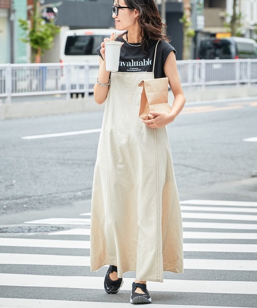 CIAOPANIC TYPY(チャオパニックティピー)の「【タンク付き】綿麻キャミワンピース(ワンピース・レディース・アイボリー/ブラック/ブラック系その他/イエロー・ONE SIZE)」の15枚目の写真