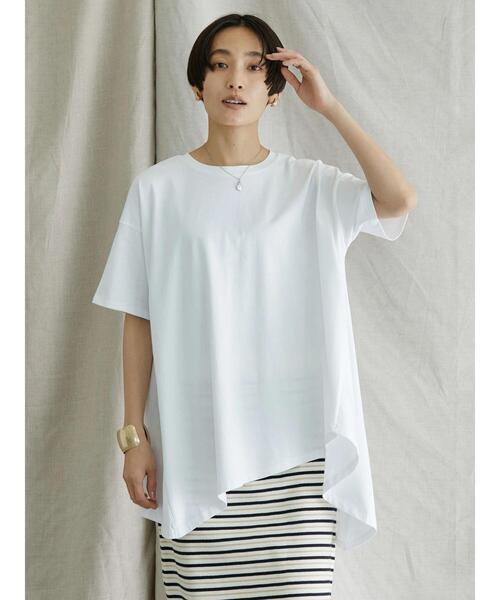 AMERICAN HOLIC（アメリカンホリック）の「イレヘムフレアライン半袖カットプルオーバー（Tシャツ/カットソー・レディース・オフホワイト/オレンジ/ブラック/ブルー・L/M）」の5枚目の写真