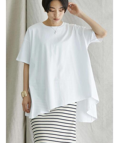 AMERICAN HOLIC（アメリカンホリック）の「イレヘムフレアライン半袖カットプルオーバー（Tシャツ/カットソー・レディース・オフホワイト/オレンジ/ブラック/ブルー・L/M）」の6枚目の写真