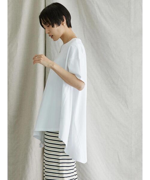 AMERICAN HOLIC（アメリカンホリック）の「イレヘムフレアライン半袖カットプルオーバー（Tシャツ/カットソー・レディース・オフホワイト/オレンジ/ブラック/ブルー・L/M）」の7枚目の写真