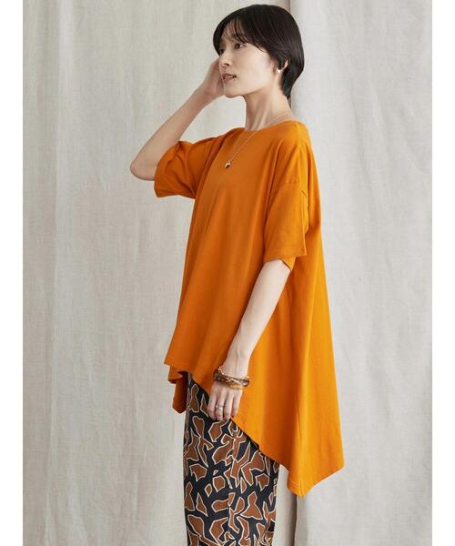 AMERICAN HOLIC（アメリカンホリック）の「イレヘムフレアライン半袖カットプルオーバー（Tシャツ/カットソー・レディース・オフホワイト/オレンジ/ブラック/ブルー・L/M）」の19枚目の写真