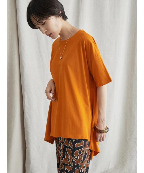 AMERICAN HOLIC（アメリカンホリック）の「イレヘムフレアライン半袖カットプルオーバー（Tシャツ/カットソー・レディース・オフホワイト/オレンジ/ブラック/ブルー・L/M）」の20枚目の写真