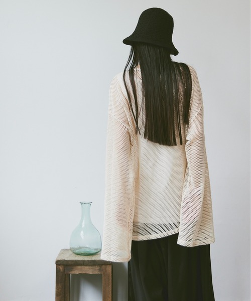Utusiyo（ウツシヨ）の「mesh long sleeve  澆薄（Tシャツ/カットソー・メンズ・ホワイト/ブラック・FREE）」の7枚目の写真