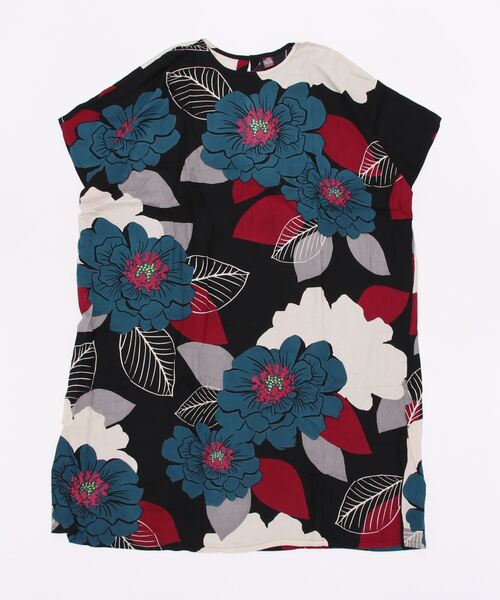 カヤ（カヤ）の「【カヤ】ジャポネズリ 銘仙牡丹ワンピース（ワンピース・レディース・ライトグレー/ネイビー/スミクロ・FREE）」の7枚目の写真