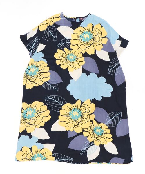 カヤ（カヤ）の「【カヤ】ジャポネズリ 銘仙牡丹ワンピース（ワンピース・レディース・ライトグレー/ネイビー/スミクロ・FREE）」の13枚目の写真