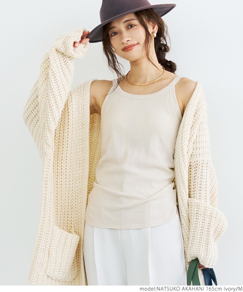 coca(coca)(コカ)の「OUT BRA カップ付きテレコタンク(タンクトップ・レディース・ブラック/ベージュ/アイボリー・S/L/M)」の4枚目の写真