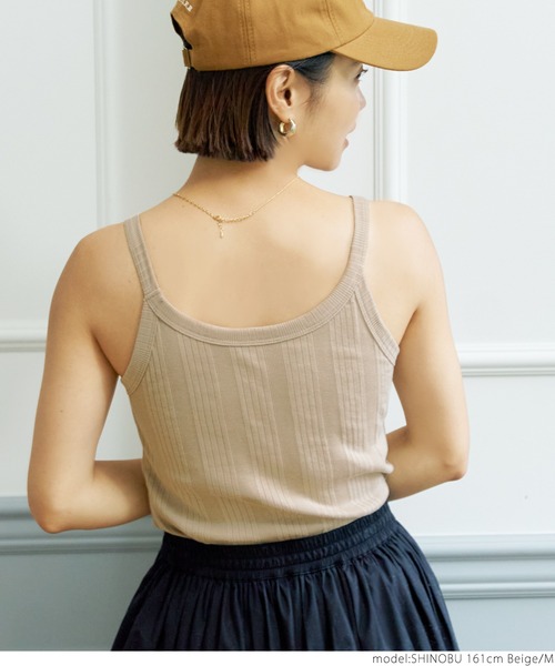 coca(coca)(コカ)の「OUT BRA カップ付きテレコタンク(タンクトップ・レディース・ブラック/ベージュ/アイボリー・S/L/M)」の15枚目の写真