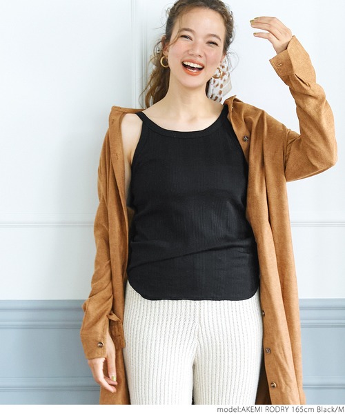 coca(coca)(コカ)の「OUT BRA カップ付きテレコタンク(タンクトップ・レディース・ブラック/ベージュ/アイボリー・S/L/M)」の10枚目の写真