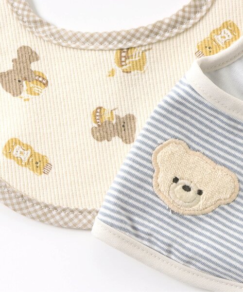 apres les cours（アプレレクール）の「tiny bear ボーダー・総柄スタイ（スタイ/よだれかけ・キッズ・ベージュ/サックスブルー/アイボリー・90）」の18枚目の写真