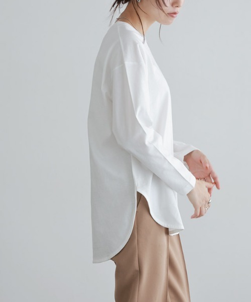 Pierrot（ピエロ）の「綿100% ロングスリーブTシャツ（Tシャツ/カットソー・レディース・ブラック/オフホワイト/ライトベージュ/チャコール・M/L）」の10枚目の写真
