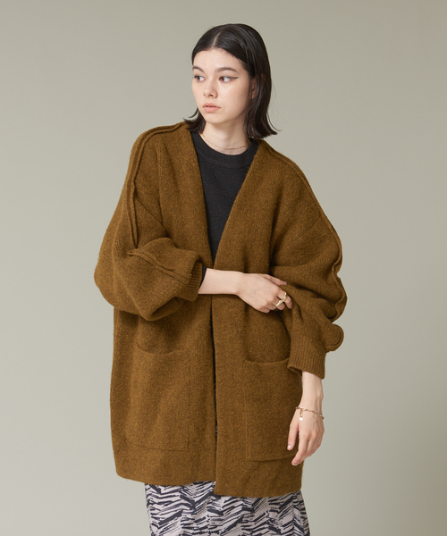 NOMINE（ノミネ）の「袖ボリュームニットコート（その他アウター・レディース・グリーン/アイボリー/マスタード/モカ・フリー）」の4枚目の写真