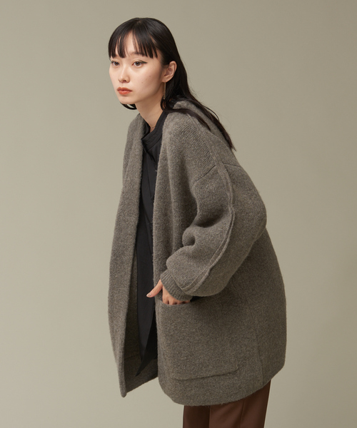NOMINE（ノミネ）の「袖ボリュームニットコート（その他アウター・レディース・グリーン/アイボリー/マスタード/モカ・フリー）」の3枚目の写真
