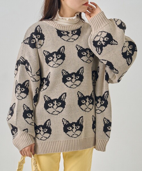 PUBLUX（パブリュクス）の「PUBLUX/パブリュクス ネコ柄ジャガード