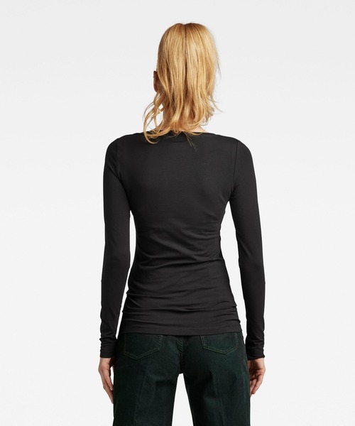 G-STAR(ジースター)の「BASE TOP/ロゴ/ロンT(Tシャツ/カットソー・レディース・ダークブラック・MEDIUM/X-SMALL/LARGE/SMALL)」の3枚目の写真