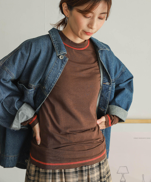 URBAN RESEARCH DOORS（アーバンリサーチドアーズ）の「配色ステッチカットソー（Tシャツ/カットソー・レディース・ベージュ/ブラウン/オフホワイト・MEDIUM）」の19枚目の写真