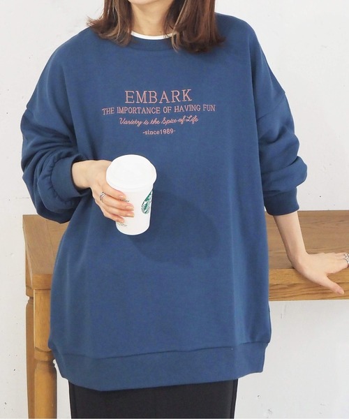 tiptop（ティップトップ）の「裏毛ロゴ刺繍BIGスウェット/トレーナー（スウェット・レディース・アイボリー/グレー/ブルー・FREE）」の9枚目の写真