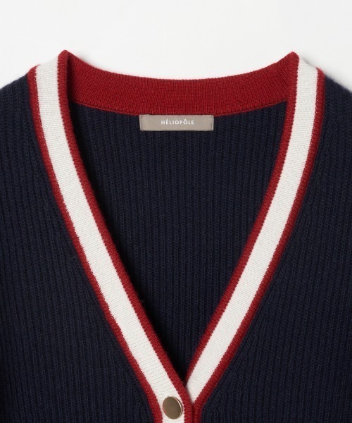 HELIOPOLE(エリオポール)の「WOOL NYLON LIB CARDIGAN(ニット/セーター・レディース・ネイビー/アイボリー・38)」の9枚目の写真