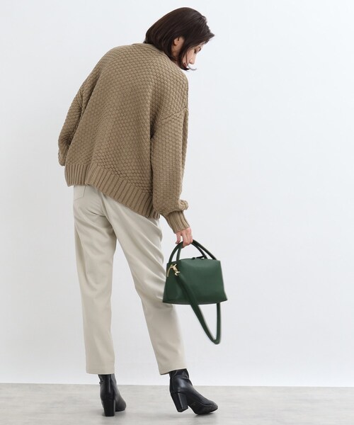 SHOO・LA・RUE（シューラルー）の「◆ゆるっと袖がこなれ見え！ざっくりケーブル柄カーディガン（カーディガン/ボレロ・レディース・ブラック/アイボリー/サンドベージュ/マスタード・00）」の6枚目の写真