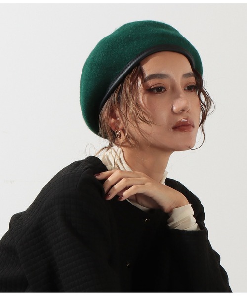 Settimissimo（セッティミッシモ）の「パイピングフェルトベレー帽（ハンチング/ベレー帽・レディース・グレイッシュベージュ/グリーン/ブラック・FREE）」の12枚目の写真