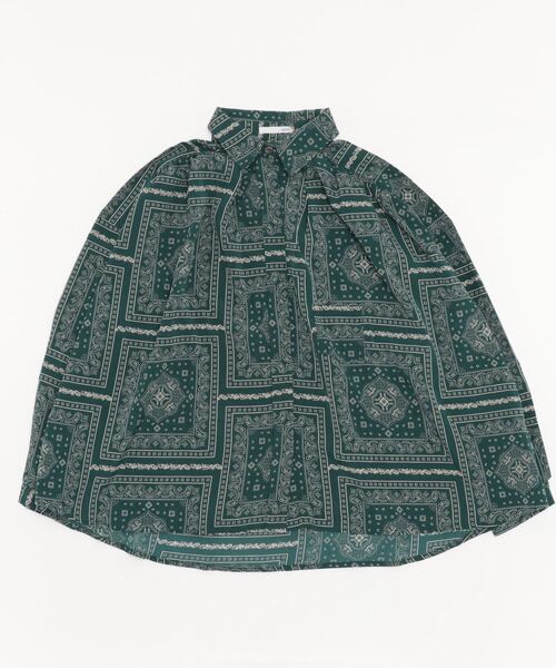 sandy（サンディー）の「sandy/バンダナ柄レギュラーカラーヒヨクシャツ（シャツ/ブラウス・レディース・ブラック/ベージュ系その他/グリーン・FREE）」の3枚目の写真