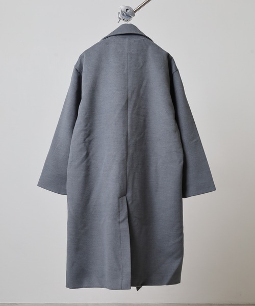 Questioning(クエスチョニング)の「Eco melton long chester coat / エコメルトンロングチェスターコート ビッグシルエット unisex(チェスターコート・メンズ・グレー/ブルー/ブラック/ベージュ/レッド・M/L/XL)」の9枚目の写真