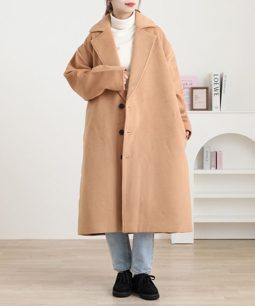 Questioning(クエスチョニング)の「Eco melton long chester coat / エコメルトンロングチェスターコート ビッグシルエット unisex(チェスターコート・メンズ・グレー/ブルー/ブラック/ベージュ/レッド・M/L/XL)」の19枚目の写真