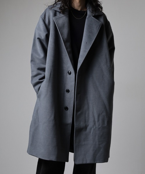 Questioning(クエスチョニング)の「Eco melton long chester coat / エコメルトンロングチェスターコート ビッグシルエット unisex(チェスターコート・メンズ・グレー/ブルー/ブラック/ベージュ/レッド・M/L/XL)」の13枚目の写真