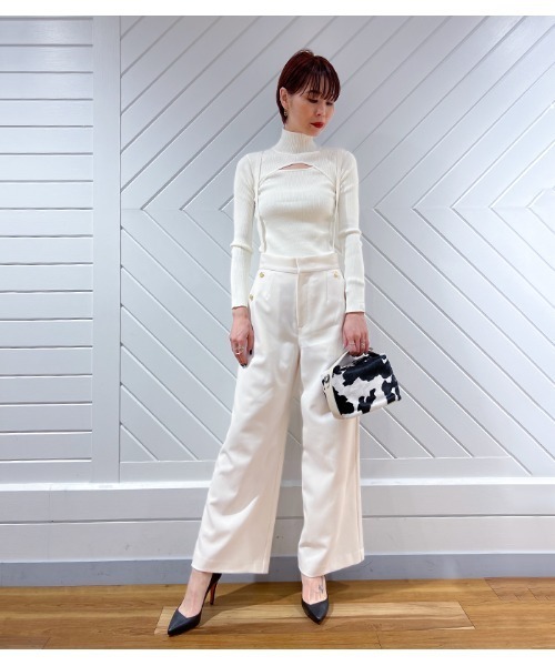 Desert Rose(デザートローズ)の「【M Rose/エンメローズ】牛革×ハラココンビハンドバッグ(ハンドバッグ・レディース・ブラック×ホワイト・FREE)」の5枚目の写真