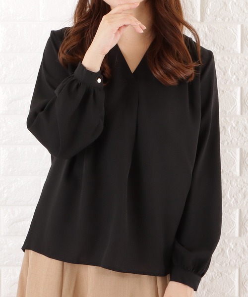 Lace Ladies(レースレディース)の「Vネック七分袖ジョーゼットブラウス(シャツ/ブラウス・レディース・ピンク/ネイビー/グレー/ホワイト/ブラック・L/S/M/XL)」の16枚目の写真