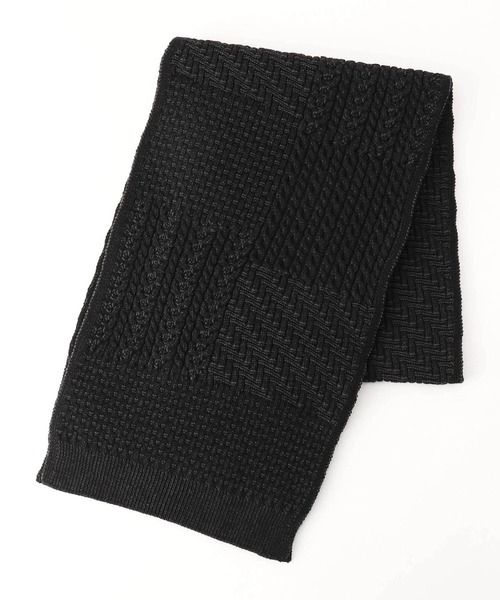 NICOLE CLUB FOR MEN（ニコルクラブフォーメン）の「総柄編地切替ｽﾄ-ﾙ（マフラー・メンズ・ホワイト系2/ホワイト系1/ブラック系・FREE）」の3枚目の写真