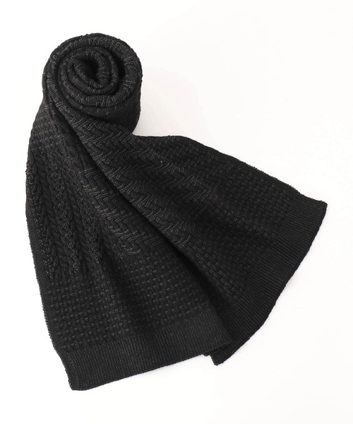 NICOLE CLUB FOR MEN（ニコルクラブフォーメン）の「総柄編地切替ｽﾄ-ﾙ（マフラー・メンズ・ホワイト系2/ホワイト系1/ブラック系・FREE）」の7枚目の写真