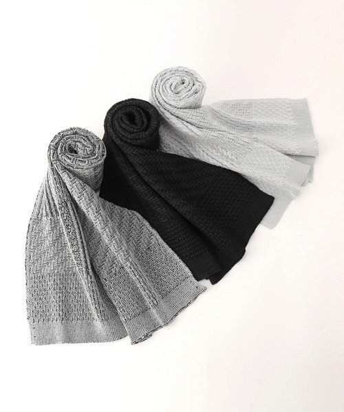 NICOLE CLUB FOR MEN（ニコルクラブフォーメン）の「総柄編地切替ｽﾄ-ﾙ（マフラー・メンズ・ホワイト系2/ホワイト系1/ブラック系・FREE）」の6枚目の写真