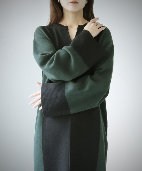 cheriella(シェリエラ)の「【cheriella】WEB限定配色キーネックワンピース(ワンピース・レディース・ブラウン/ブラック・M)」の12枚目の写真