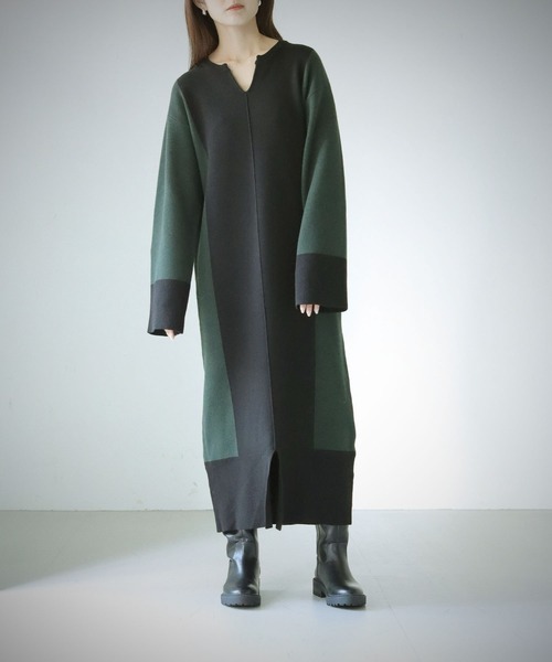 cheriella(シェリエラ)の「【cheriella】WEB限定配色キーネックワンピース(ワンピース・レディース・ブラウン/ブラック・M)」の9枚目の写真