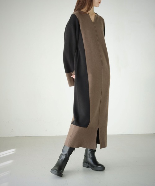 cheriella(シェリエラ)の「【cheriella】WEB限定配色キーネックワンピース(ワンピース・レディース・ブラウン/ブラック・M)」の18枚目の写真
